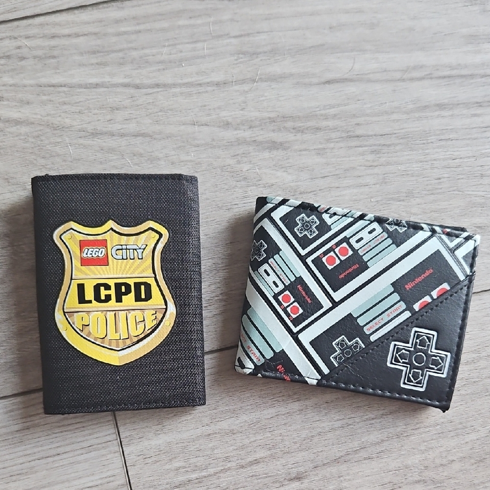 Pair Of Kids Wallets Lego City And Nintendo Games Kids Money ID Holder